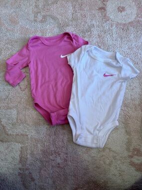 Nike Baby Girls Pink and White 2-Pack Bodysuits